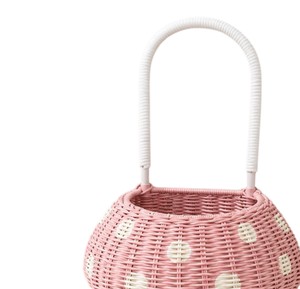 Earthy Woven Wicker Rattan Kids Toy <b>Push</b> <b>Walker</b> Styled With Mushroom Canopy Structure Tailored For Little Ones House Play And Ro - Product Image 3