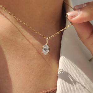 Colgante y Dijes de Diamante Ovalado de 1.00 a 2.00 Quilates con Cuatro Garras en Estilo Solitario Unisex Oro 10K 14K 18K PT950/S925 - Product Image 5