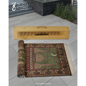 Tapis de prière en soie noué à la main vert, design islamique musulman Janamaz, tapis de prière de luxe fait main, décoration de la maison, cadeau - Product Image 6