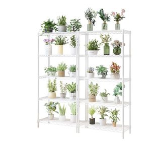 Espositore a Cinque Ripiani in Ferro Bianco Opaco 74*34*150cm con Piedini e Spazi Regolabili, Unità di Scaffalatura Convenientemente Personalizzabili - Product Image 5
