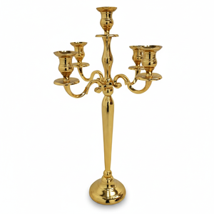 Metal 5 Arms <b>Tall</b> Candelabra wedding Occasion Floor Entryway decorative Gold Plated <b>Candle</b> Holder Stand Handmade Candelabra - Product Image 1