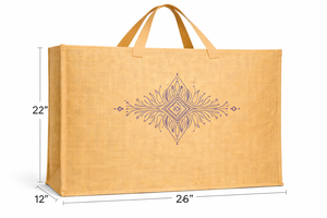 <b>Extra</b> <b>Large</b> Natural Jute Tote Bag with Blue <b>Print</b> Eco Friendly Reusable Shopping Grocery Bag Heavy Duty Wholesale Burlap Tote - Product Image 3