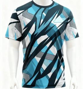 T-shirt de sport personnalisé pour homme, motif bleu, séchage rapide, polyester, athlétique, gym, course à pied, performance, entraînement, jersey uni - Product Image 4