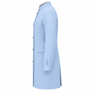 Blouse Médicale Bleu Glacé Col Montant Cinq Boutons Personnalisable Vente en Gros Unisexe Uniforme Médical Tenue de Travail Soins de Santé Poches Plissées - Product Image 1