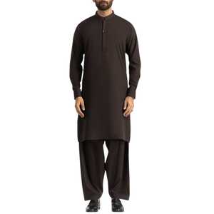 Elite Dark Brown Cotton <b>Kurta</b> <b>Men</b> Salwar Kameez Premium Fabric Wrinkle Formal Office Wear <b>Kurta</b> Set Indian & Pakistani Clothing - Product Image 1