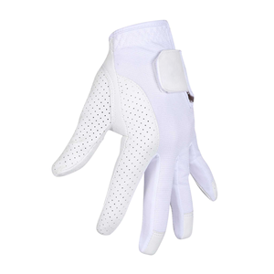 Gant de golf hybride SAAR INDUSTRIES blanc avec paume en microfibre perforée, doigts tactiles et large sangle en velcro - Product Image 2
