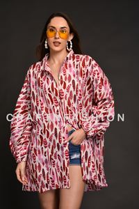 Chemise ample en tissu tricoté brodé tie-dye style bohème vintage pour femme, grande taille - Product Image 4