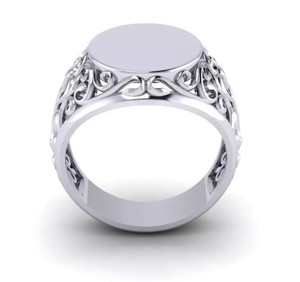 Premium Designer 925 <b>Silver</b> <b>Plain</b> Oval <b>Ring</b> Classic Engravable Top Men Women Fashion Jewelry - Product Image 1