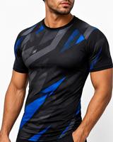 Vente en gros Tendance Homme Noir Bleu Imprimé Géométrique Manches Longues Rash Guard Écologique Respirant Anti-UV 180g Polyester Sport