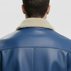 Veste bomber en cuir véritable pour homme, noire, à capuche, en cuir d'agneau véritable ciré marron, veste d'hiver pour homme avec capuche amovible - Product Image 6