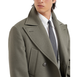 Manteau d'hiver pour homme de qualité supérieure, 100% laine, coupe ajustée, chaud, grande taille, couleur unie, tissu tissé - Product Image 5