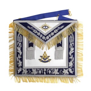 Delantal Azul Premium Grand Past Master, Terciopelo Étnico con Bordado a Mano en Plata y Azul, Hilo de Plata MAP-0096 - Product Image 1