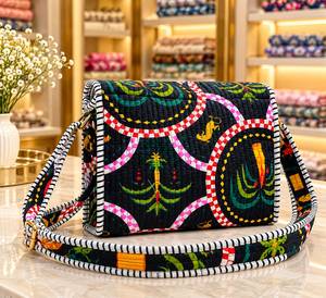 Bolso de Hombro Vintage Estilo Bohemio para Mujer, Acolchado, a Rayas, de Algodón, con Solapa y Cierre Dorado, Correa Única, para Todas las Temporadas - Product Image 2
