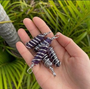 Wholesale natural Amethyst stone pencil point pendant healing crystal pendant jewellery <b>silver</b> <b>wire</b> wrapped pendant - Product Image 2