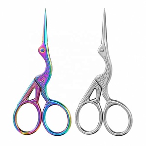 Tijeras de maquillaje rectas y afiladas de acero inoxidable color oro rosa, estilo retro, para diestros, para bordado, hilo, hogar, té y cejas - Product Image 1