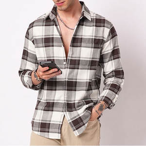 Camisas casuales transpirables de algodón 100% personalizadas de fábrica, camisa de franela de manga larga para hombre para verano - Product Image 1