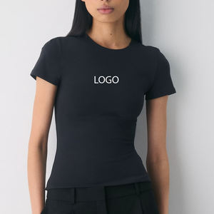 T-shirt basique pour femme en coton premium respirant, idéal pour le quotidien, prix fabricant, design uni avec logo. - Product Image 1
