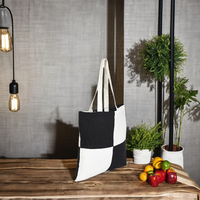 Sacs de courses en coton 100% à carreaux imprimés avec un design noir et blanc, réutilisables, tissés par un fabricant exportateur indien du Tamil Nadu