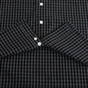 Men's Long Sleeve <b>Plaid</b> <b>Shirt</b> Casual Turn Down Collar Single Breasted Button Up Top Black White Checkered Pattern - Product Image 4