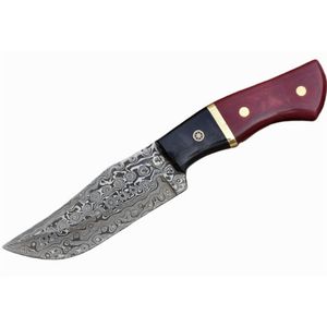 Cuchillos de Caza de Acero de Damasco Especializados, Hechos a Mano, de Hoja Fija, Herramientas de Corte para Caza, Camping y Uso General al Aire Libre, con Patrón - Product Image 1