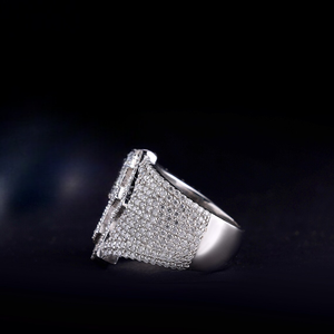 Moissanite Iced Out Mens Signet <b>Ring</b> Hip Hop Luxury Statement <b>Ring</b> <b>Crown</b> Design Bold Streetwear Jewelry - Product Image 4