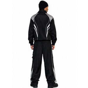 Ensemble survêtement coupe-vent léger en nylon avec veste zippée réfléchissante et pantalon de jogging en nylon - Product Image 2