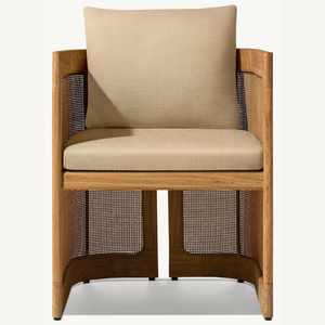 Silla de madera con detalles de ratán, silla individual para relajarse al aire libre, duradera y de buena calidad. - Product Image 1