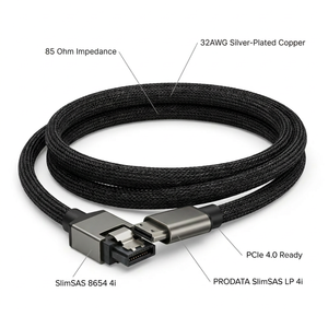 Cable de Conexión Interna para Servidor SlimSAS 8654 4i, Blindaje Trenzado, Cobre Plateado 32AWG, Impedancia de 85 Ohmios, Compatible con PCIe 4.0 - Product Image 5