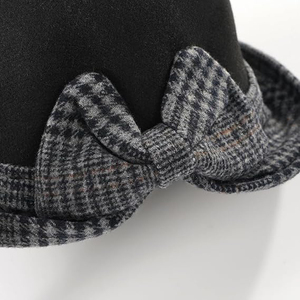 Casquette Gavroche Noire pour Femme avec Rayures Fines, Chapeau Tendance pour Fêtes en Extérieur avec Anneau Métallique – Vente en Gros - Product Image 5