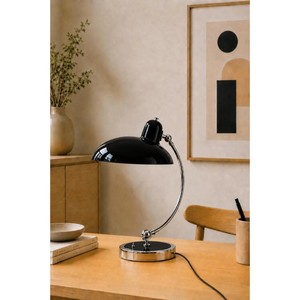 Industrial Metal Desk Lamp With Green Dome <b>Shade</b> And Chrome Base For Indoor <b>Lighting</b> - Product Image 2