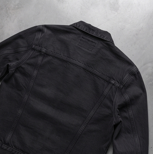 Chaqueta vaquera negra para mujer, estilo camionero, manga larga, cuello vuelto, cierre de botones, bolsillo en el pecho, chaquetas vaqueras para damas - Product Image 4