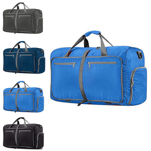 Custom Large Capacity <b>Navy</b> Blue Nylon Duffle <b>Bag</b> with Zipper Pockets and Soft Handles Fitness <b>Bags</b> - Product Image 3