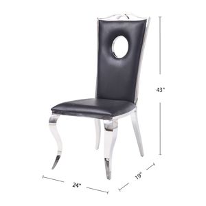 Set di 2 sedie da pranzo nere e cromate con seduta e schienale imbottiti in PU - Product Image 3