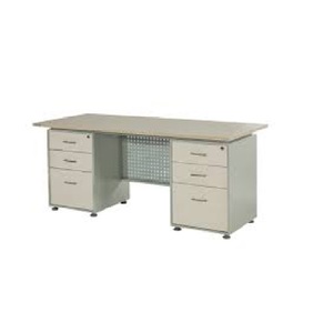 Escritorio de Oficina de Hierro de Diseño Moderno con Seis Cajones de Hierro y Panel Central Convertible, Tablero Duradero y Elegante - Product Image 3