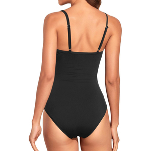 Women 2-Piece Set <b>Strapless</b> Ruched High Waist Solid <b>Black</b> Tummy Control Shapewear Bandeau Style Spandex/Nylon Eco-Friendly - Product Image 2