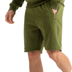 Ensemble sweat-shirt à capuche zippé et short en molleton 100 % coton pour homme, séchage rapide, longueur genou, style décontracté, sportswear hiver - Product Image 4