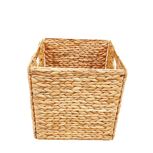 Eco Friendly Water Hyacinth <b>Cube</b> Storage <b>Basket</b> Organizer Bin Cutout Handles - Product Image 2