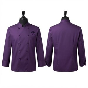 เสื้อเชฟผ้าโพลีคอตตอนเนื้อหนาสีดำ แบรนด์ Black Hardson พรีเมียม 200 GSM สีม่วง กระดุมสองแถว ชุดยูนิฟอร์มสำหรับครัวร้านอาหารและบาร์ - Product Image 1