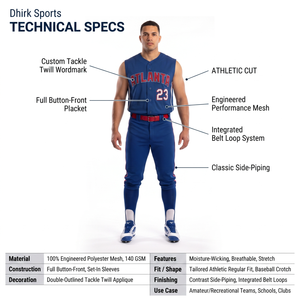 Camiseta de Béisbol Sublimada Personalizada 100% Poliéster Sin Mangas con Botones Completos para Hombre, Uniforme de Equipo de Softbol Amateur para Adultos, Secado Rápido - Product Image 4