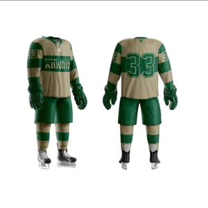 New Sublimation Ice Hockey Team Uniform Wholesale Hockey Green Black Ice Hockey Uniforms Including Jersey <b>Socks</b> & Pant - Product Image 2