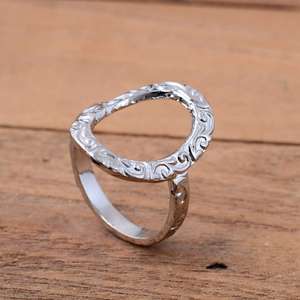 Handmade 925 Sterling Silver Oval Floral Scroll <b>Ring</b> Setting - <b>Adjustable</b> Arthritis Splint for Joint Support - Product Image 4