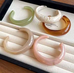 Offre Spéciale : Ensemble de Bracelets Manchette en Résine Motif Marbre, Carré Géométrique, en Acrylique, Bijoux de Main Larges pour Femme, Usage Quotidien - Product Image 5