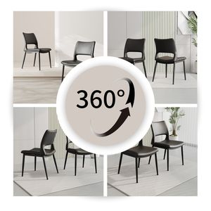 Set di 2 Sedie da Pranzo Moderne Minimaliste in Pelle PU Nera con Schienale Confortevole e Supporto Gambe in Metallo per Ristoranti - Product Image 6