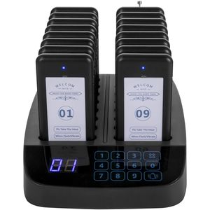 Sistema de Llamada Inalámbrico para Restaurantes F101, 16 Pagers, Máximo 98 Bips, Teclado Táctil, Vibración, Luz Intermitente, para Hoteles y Servicios - Product Image 1