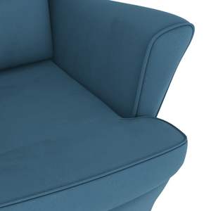 Fauteuil à bascule en bois massif avec dossier haut en velours bleu pour salon - Product Image 6