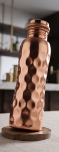 Bouteille d'eau en cuivre pur à facettes brillantes, anti-fuite, pour la pratique de la yoga et de la fitness ayurvédique, récipient à boisson en métal de luxe - Product Image 3