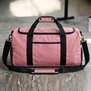 Sac de sport en toile rose avec fermeture éclair, durable, style vêtements de sport, sacs de sport en toile unisexe - Product Image 2