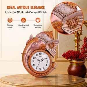 Sonam Quartz Lord Ganesha <b>Wall</b> <b>Clock</b> - 3D Luxury Rose Gold Ganpati Idol Decor - <b>Silent</b> Non-Ticking Religious Timepiece for Home - Product Image 2