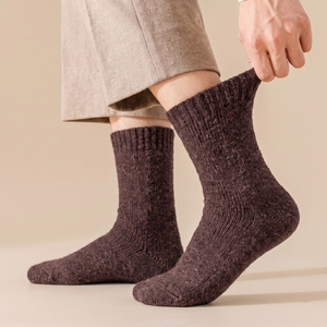 Kvetoo Men's Solid Wool/Polyester Crew <b>Socks</b> <b>Thick</b> Knitted Sweat-Absorbent <b>Winter</b> Thermal Everyday Wear - Product Image 3