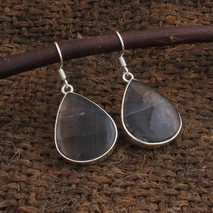Boucles d'oreilles en fluorite naturelle en forme de cœur, en argent sterling 925, avec pierres précieuses, pour femmes, bijoux fins, prix d'usine, vente en gros - Product Image 4